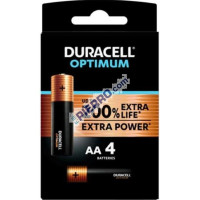 Batterie  alcaline duracell optimum aaa stilo confezione 4 pezzi batteria